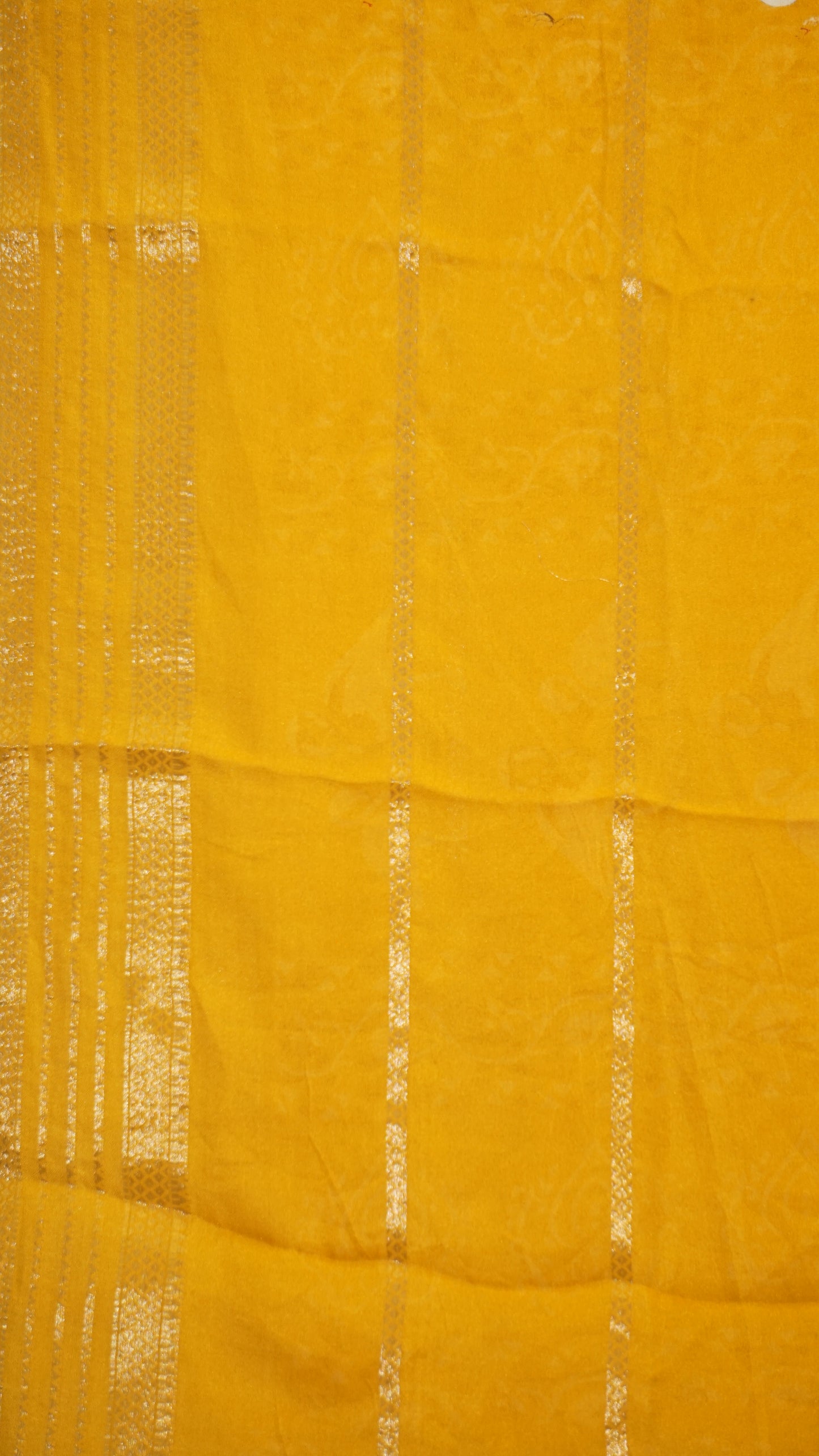Shiffon Saree Flamingo Design - Mustard Yellow