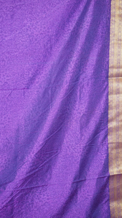 Semi Pattola With Temple Border - Violet