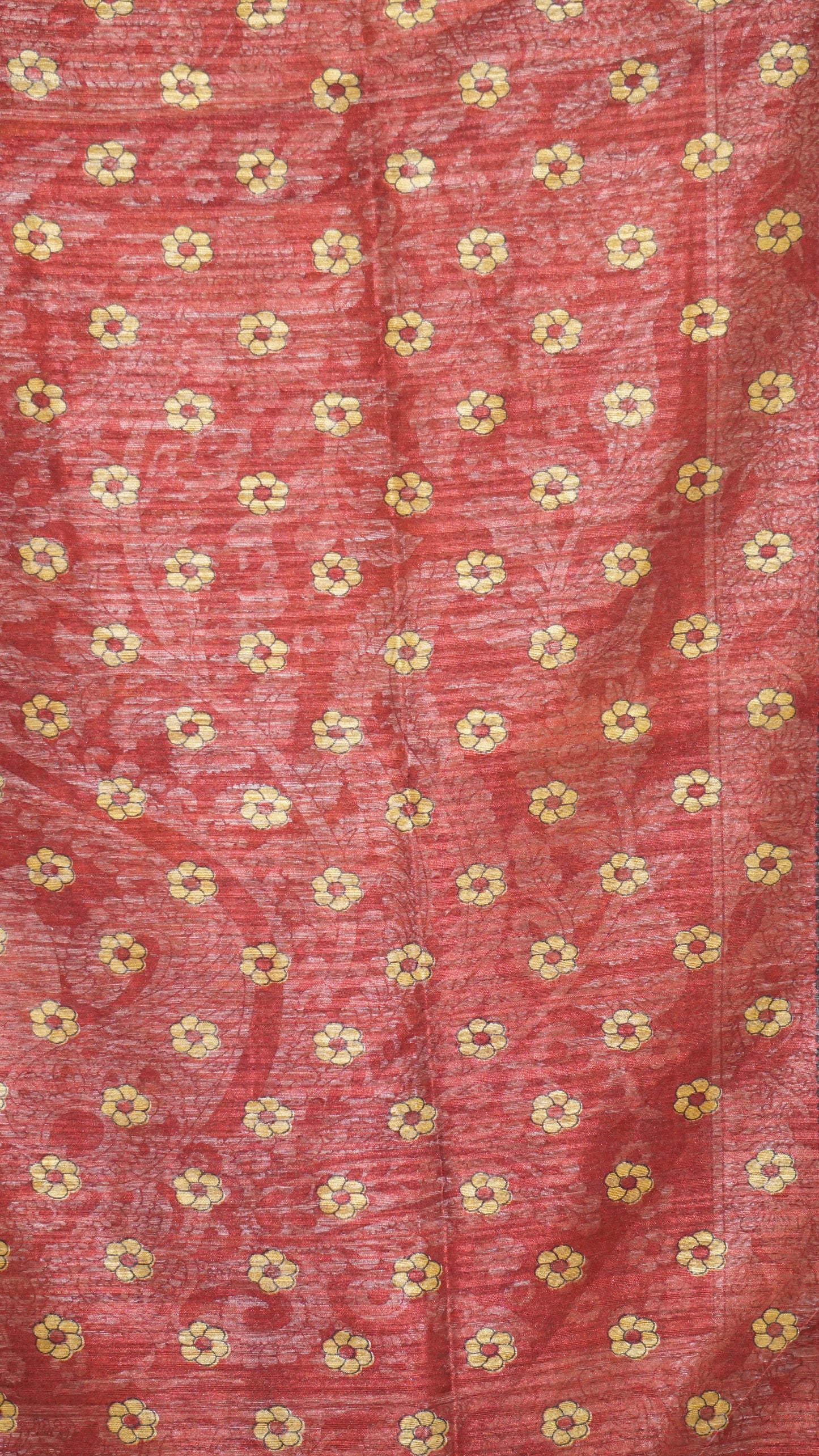 Jute Cotton Saree Kalamkari Print - Mustard