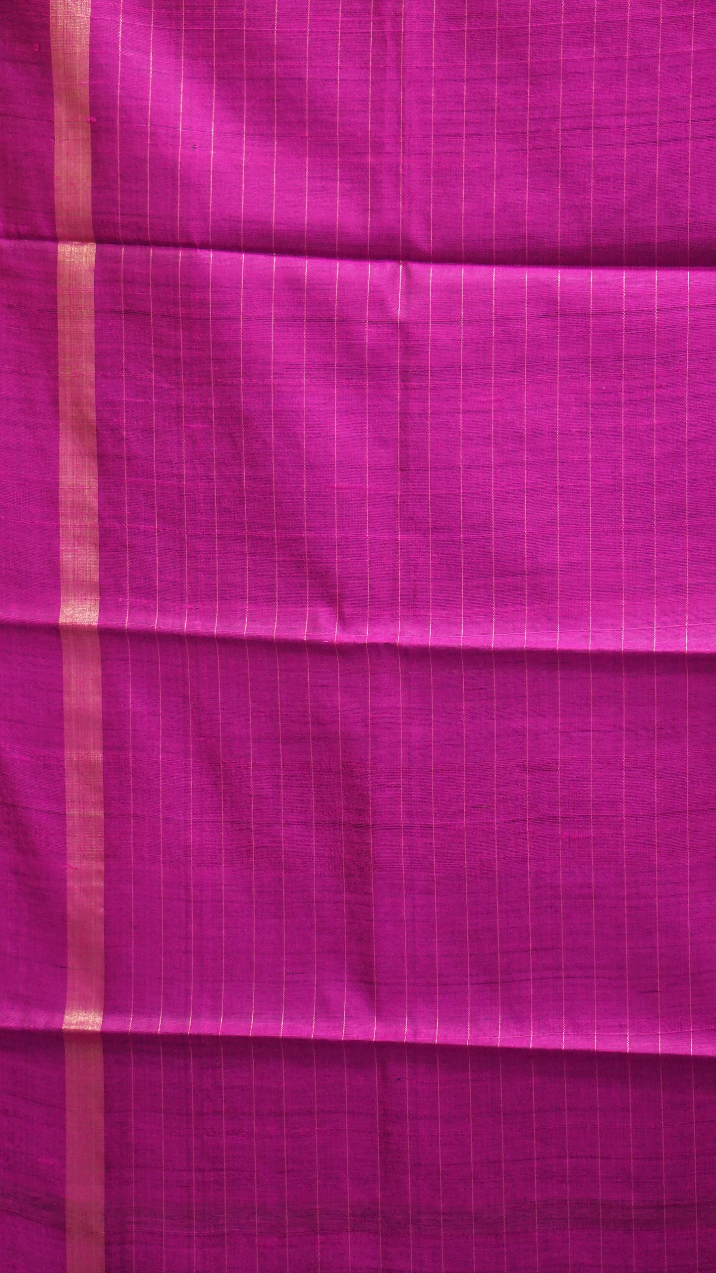 Pure Dupion Silk Saree Checks - Green with Purple Border