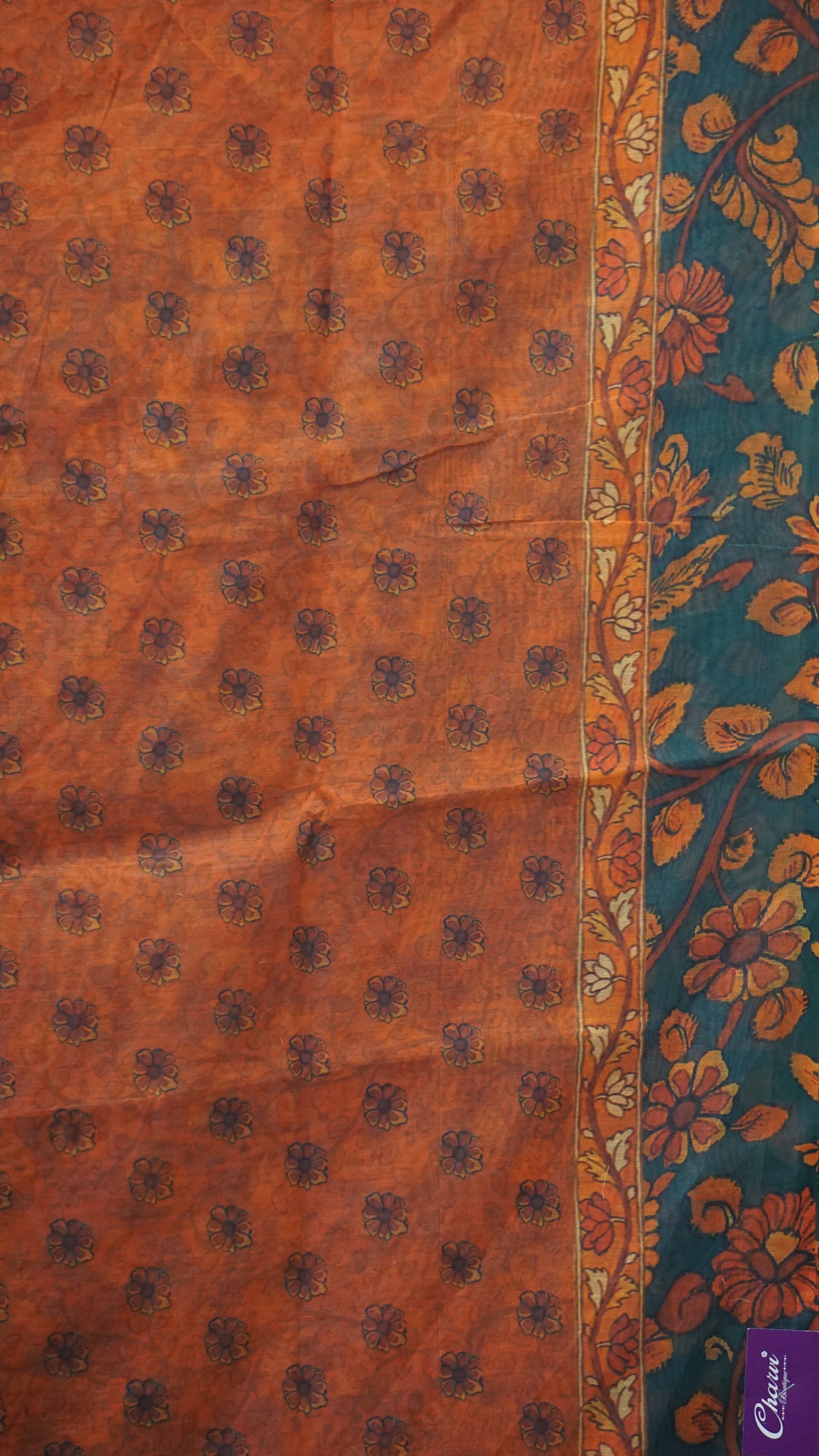 Chanderi Saree Ikkatkari Print - Maroon & Blue