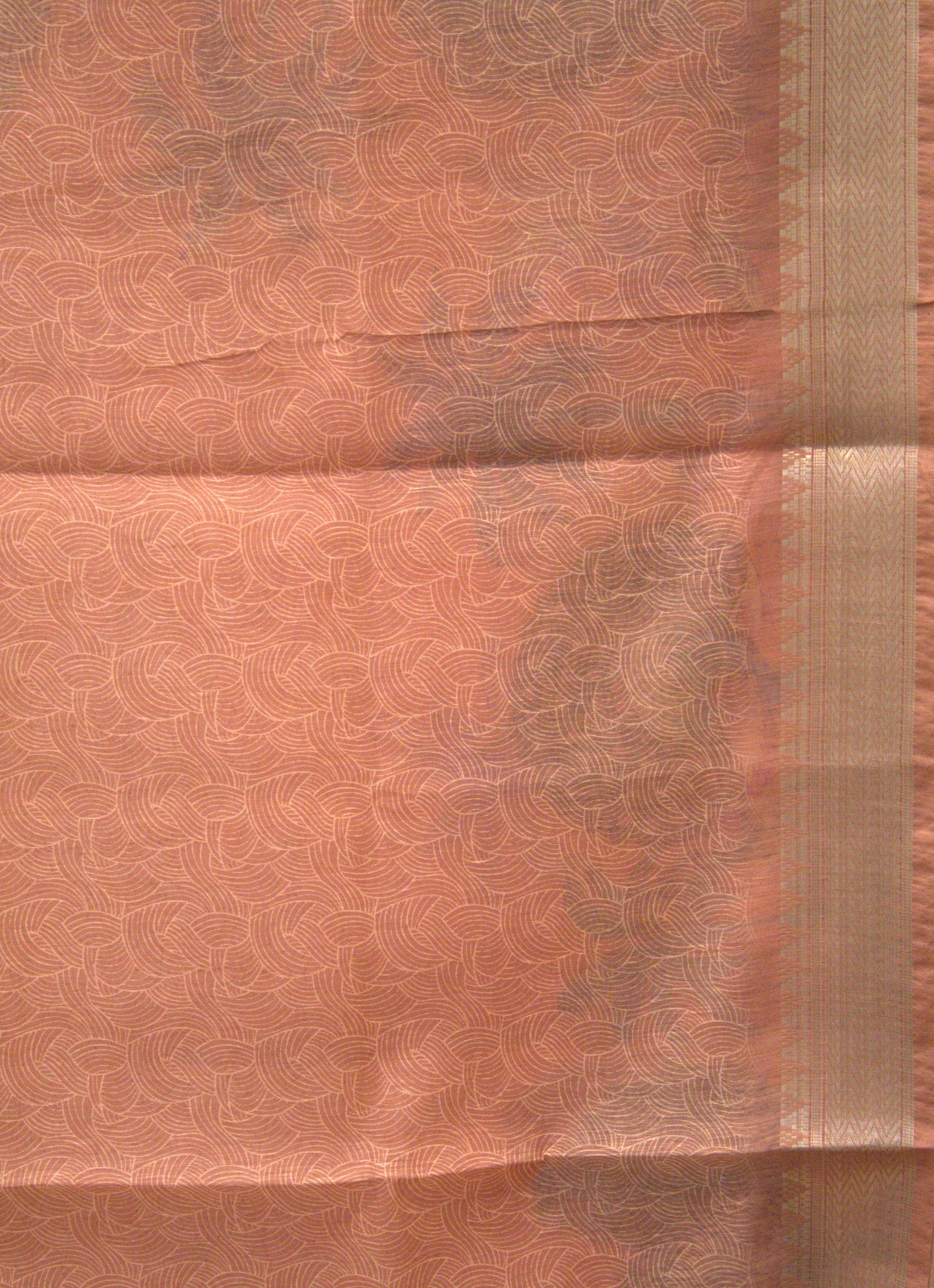Semi Chanderi Saree Peacock Print-Orange