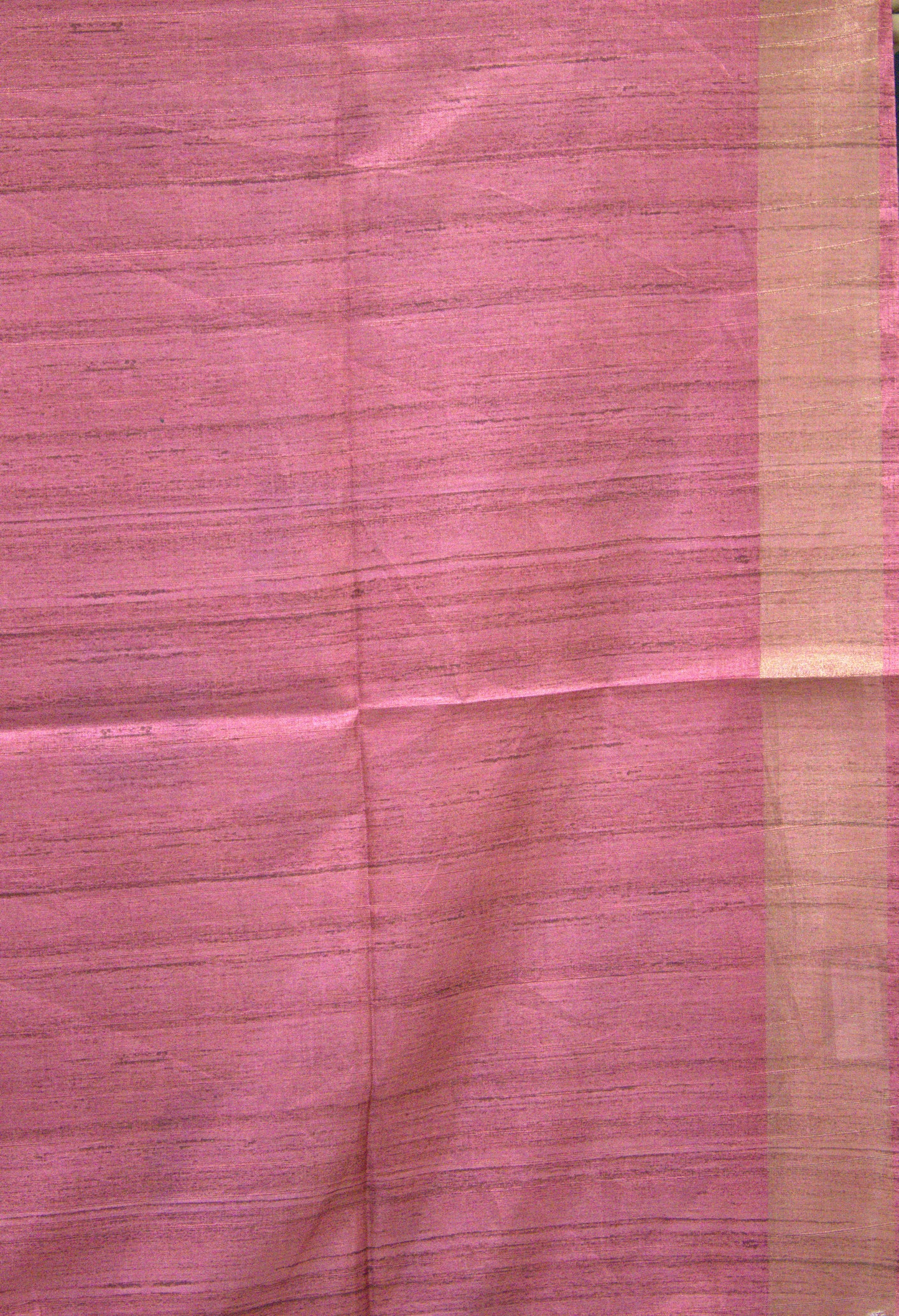 Semi Tussar Saree Kalamkari Print - Orange Pink