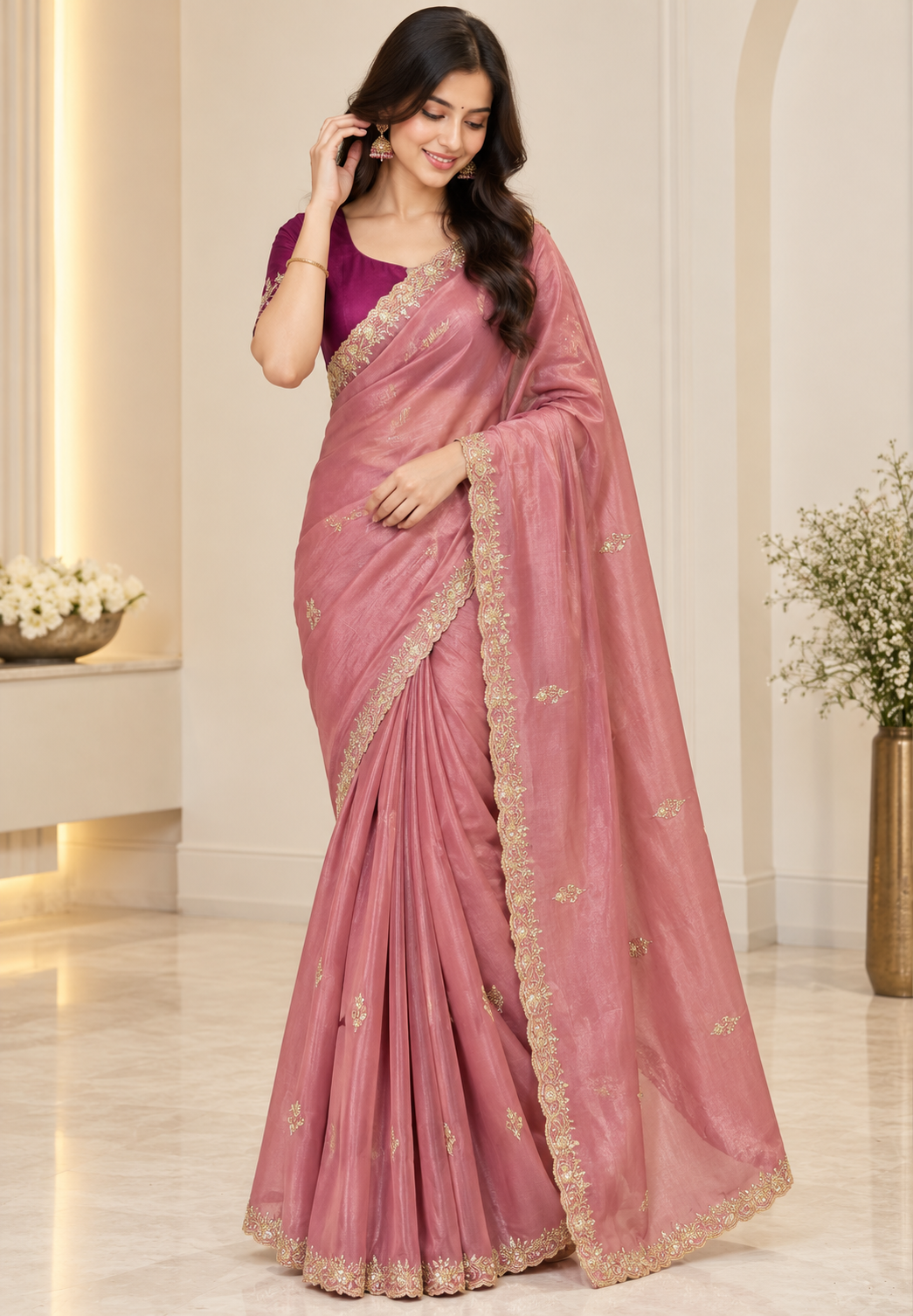 Designer Saree-Pink