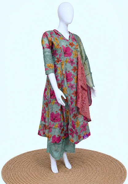 3Pcs Floral Printed Cotton Salwar