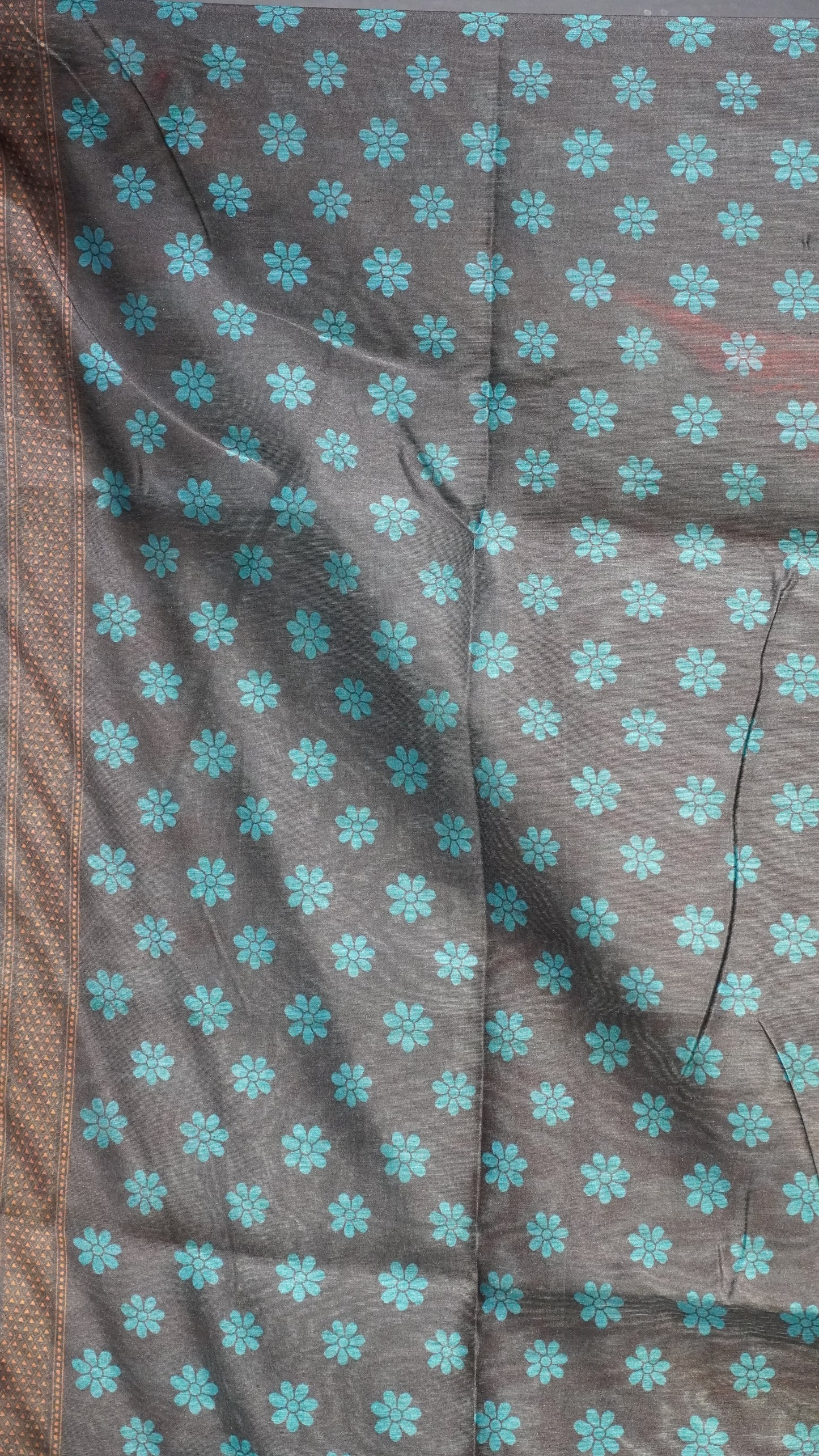 Gicha Tussar Saree Blue - Black