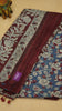 Jute Cotton Saree Kalamkari Print - Blue thumbnail
