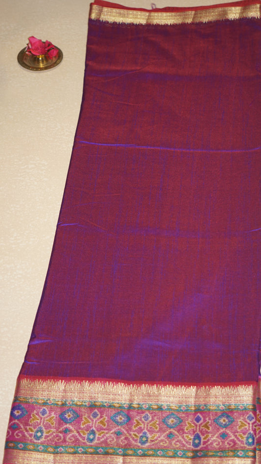 Semi Pattola Saree Solid - Purple