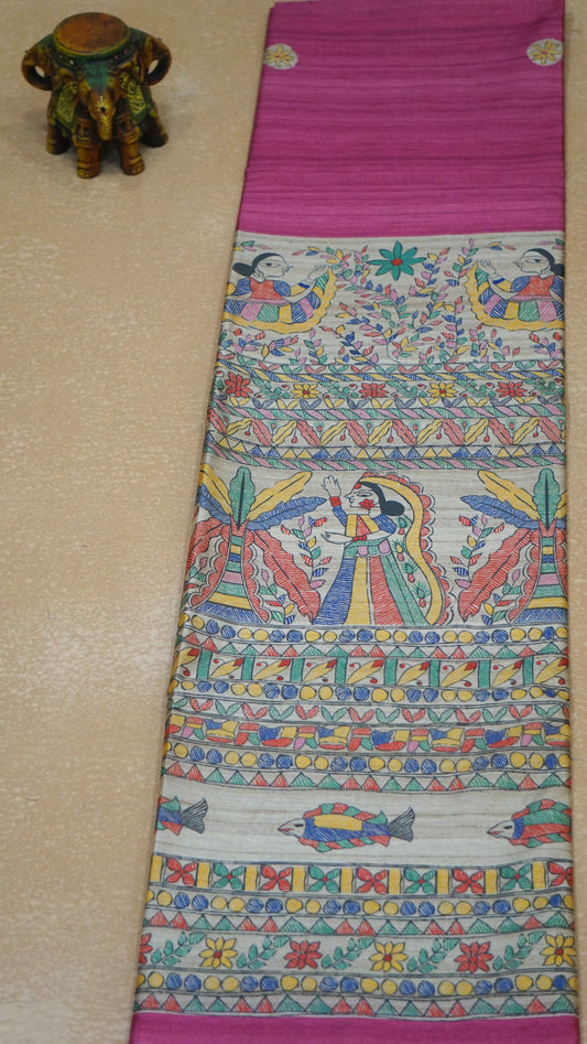 Gicha Tussar Saree - Pink
