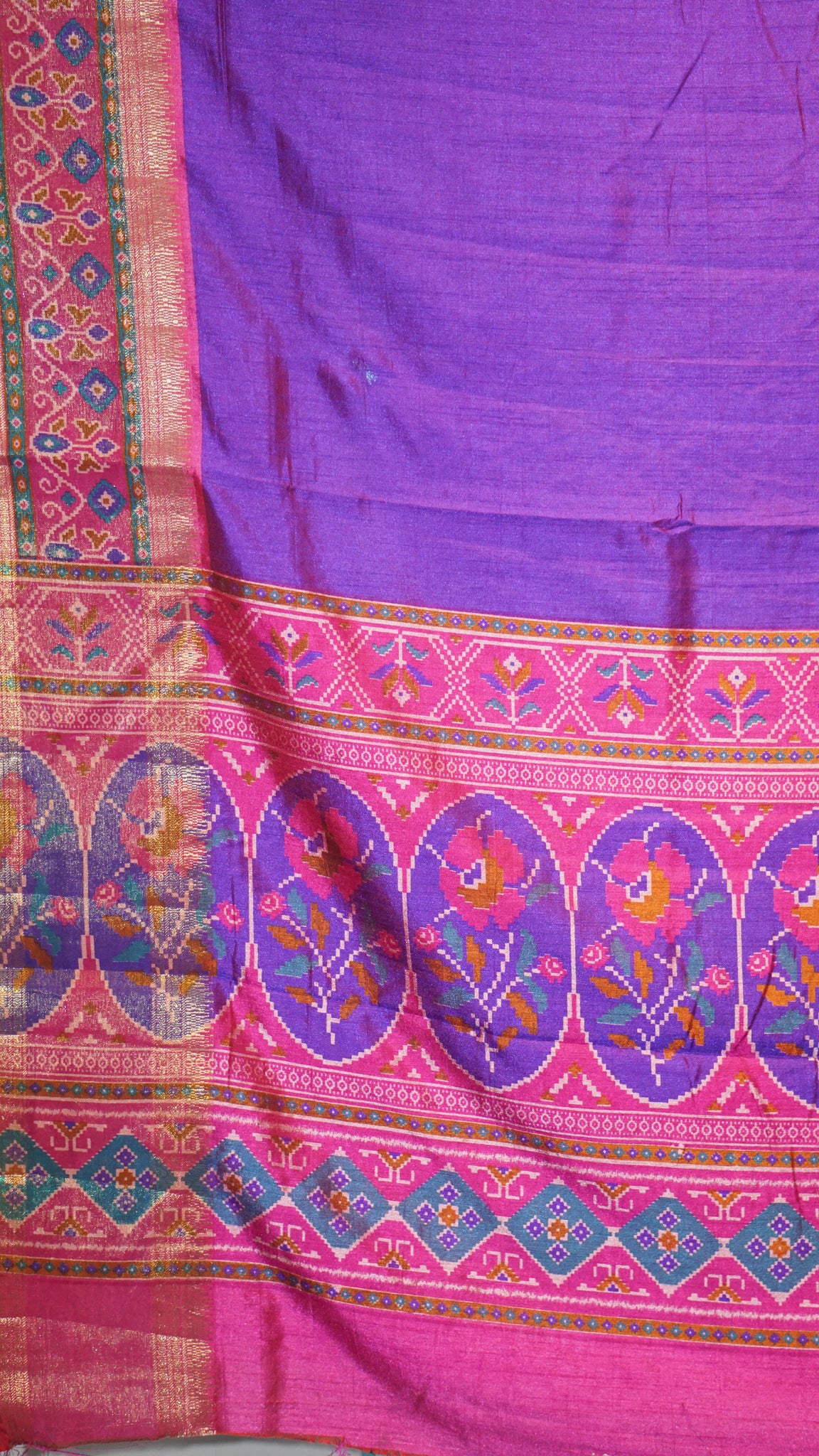 Semi Pattola Saree Solid - Purple