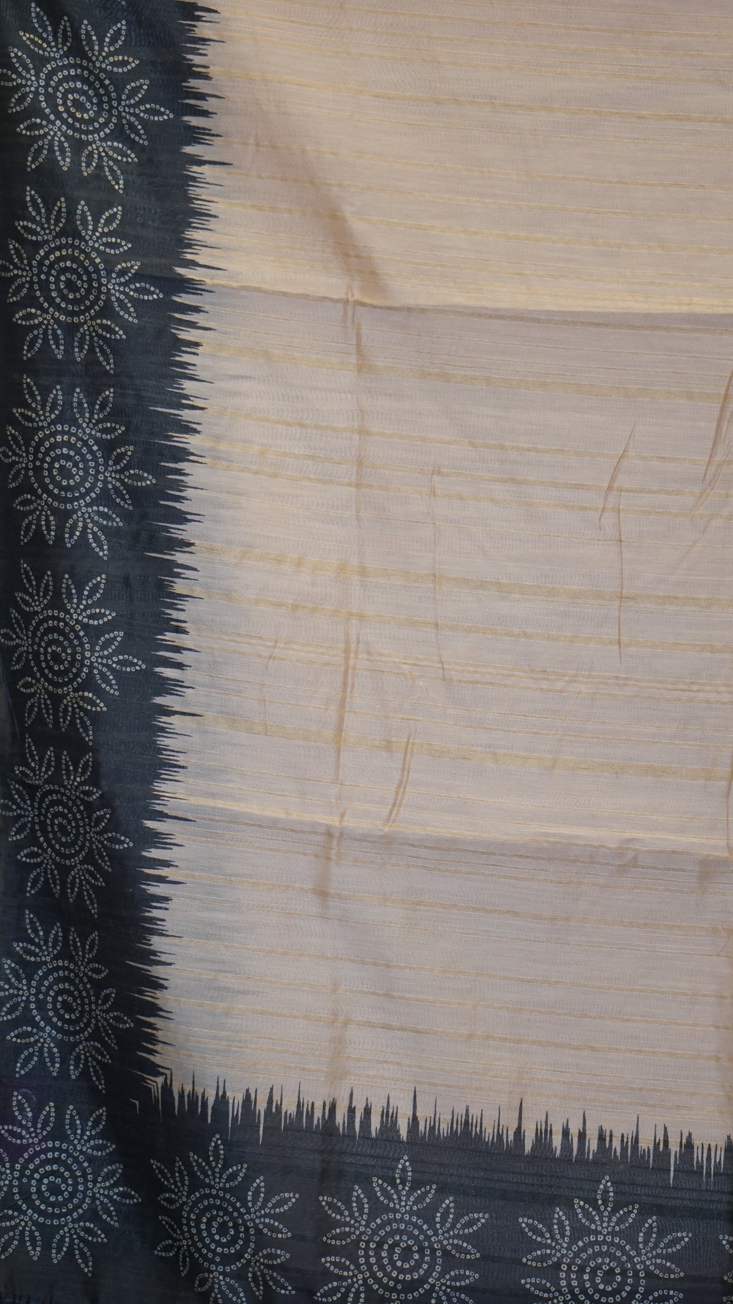 Semi Tussar Saree - Sandal & Black