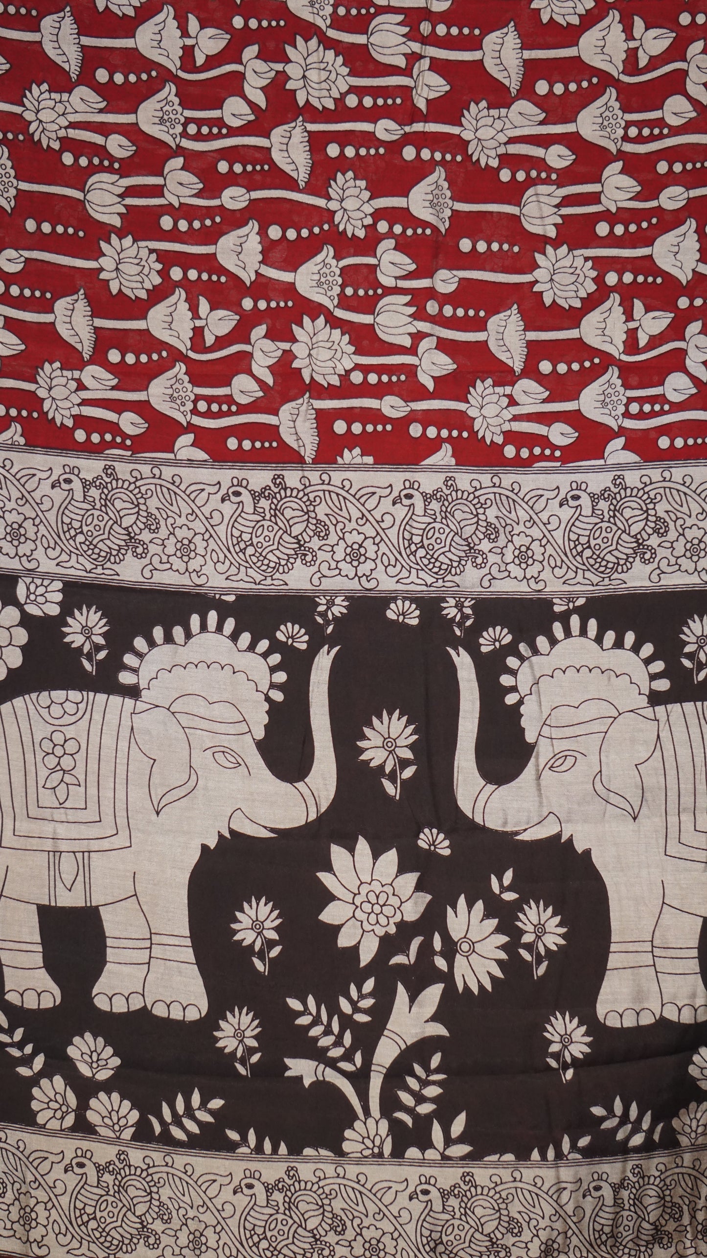 Malai Cotton Saree Pichwai Print Red