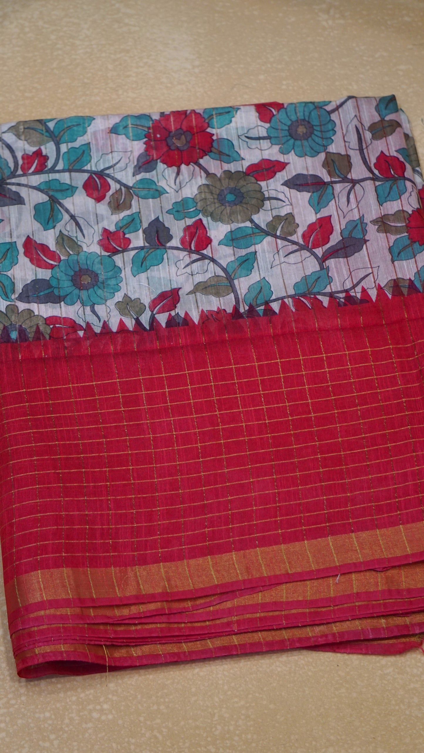 Bhagalpur Tussar Saree Kalamkari Print - Pink
