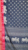 Shiffon Saree Cow Print Peacock Blue - Pink thumbnail