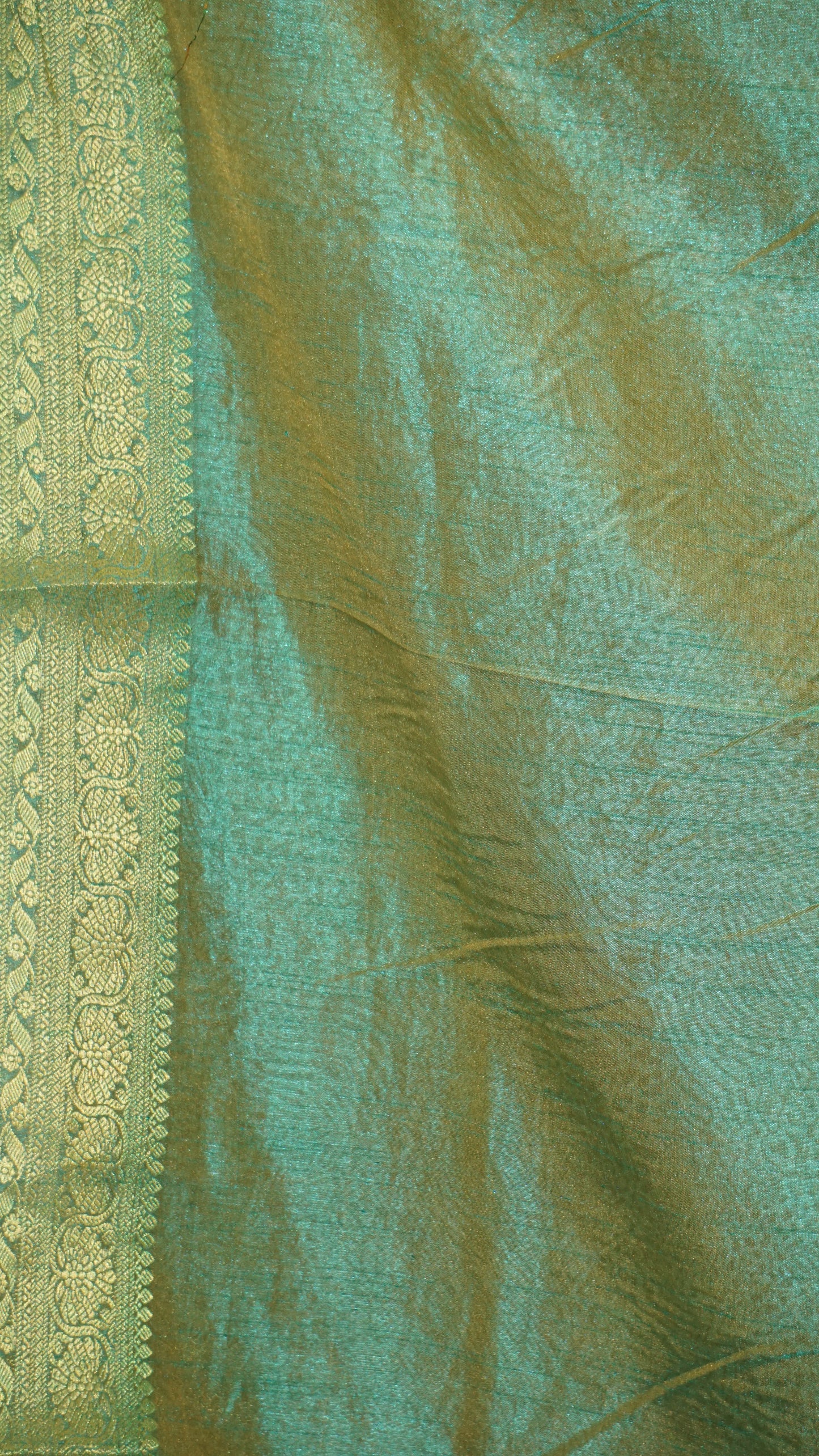Semi Pattola With Swan Print Border - Mustard