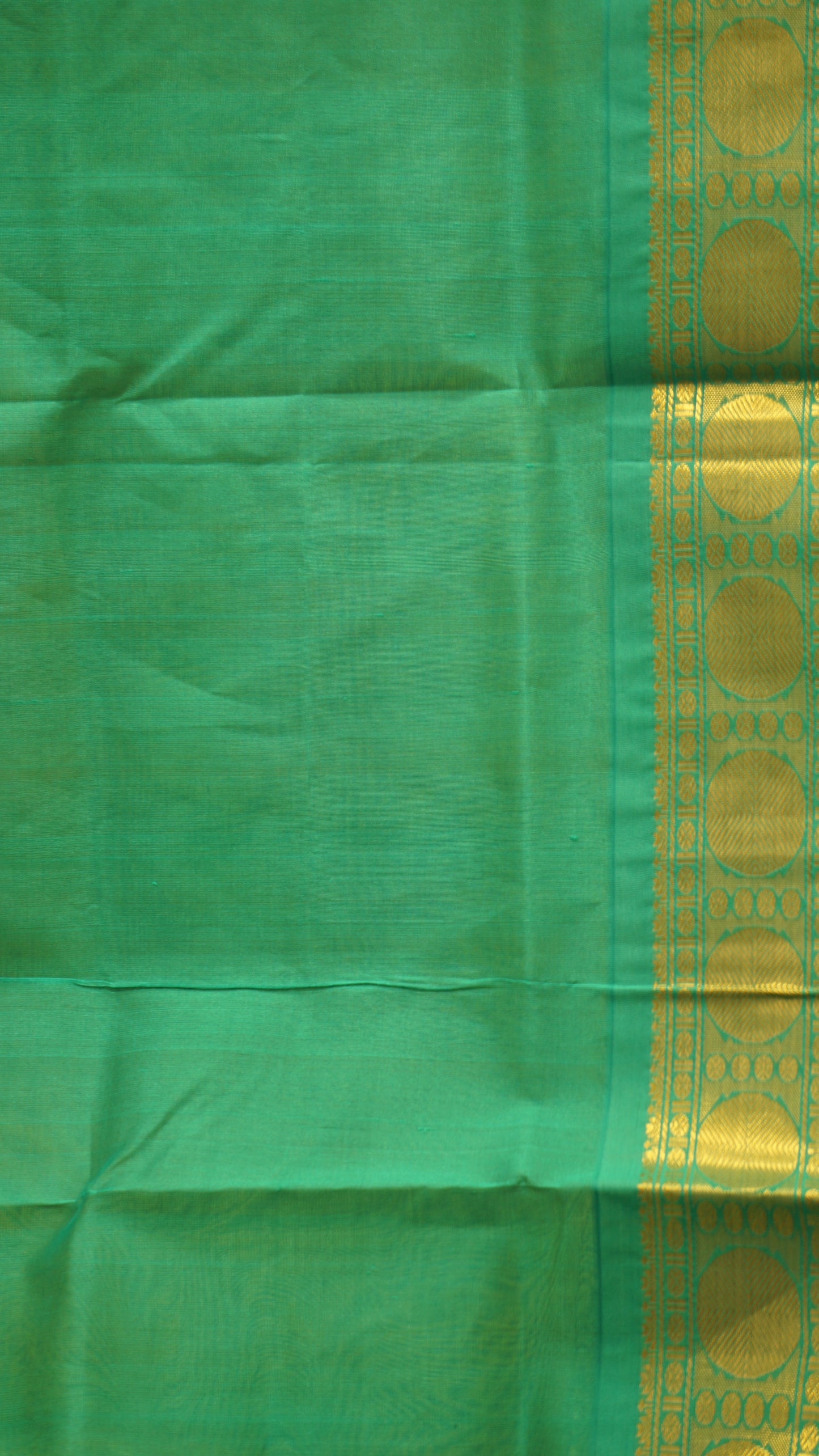 Silk Cotton Saree - Yellow With Turquoise Border