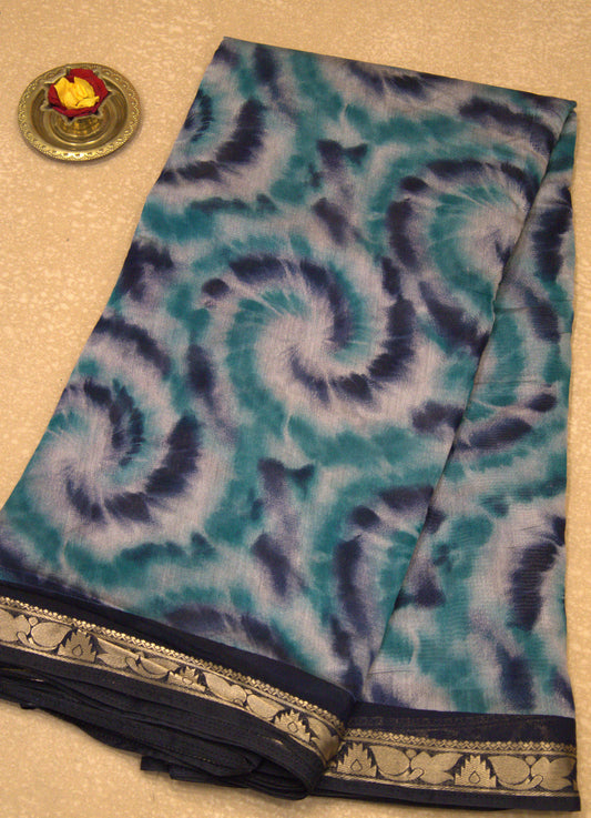 Malai Cotton With Shibori Print-Green Black