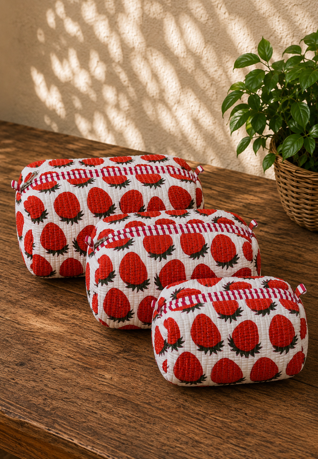 Combo Pouch Set-White Strawberry