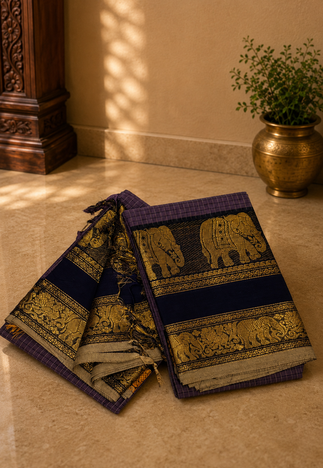 Chettinadu Cotton 2Pc Salwar Material-Purple