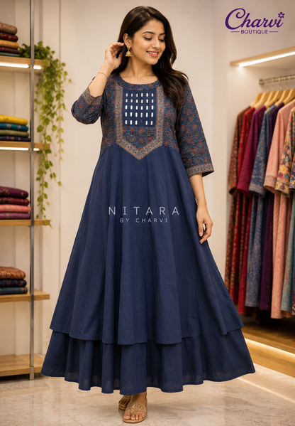 Anarkali Kurti-Mirror Work