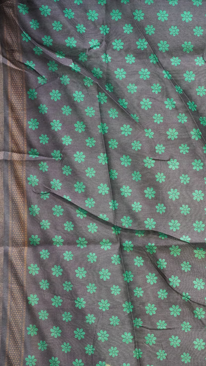 Gicha Tussar Saree Green - Wine