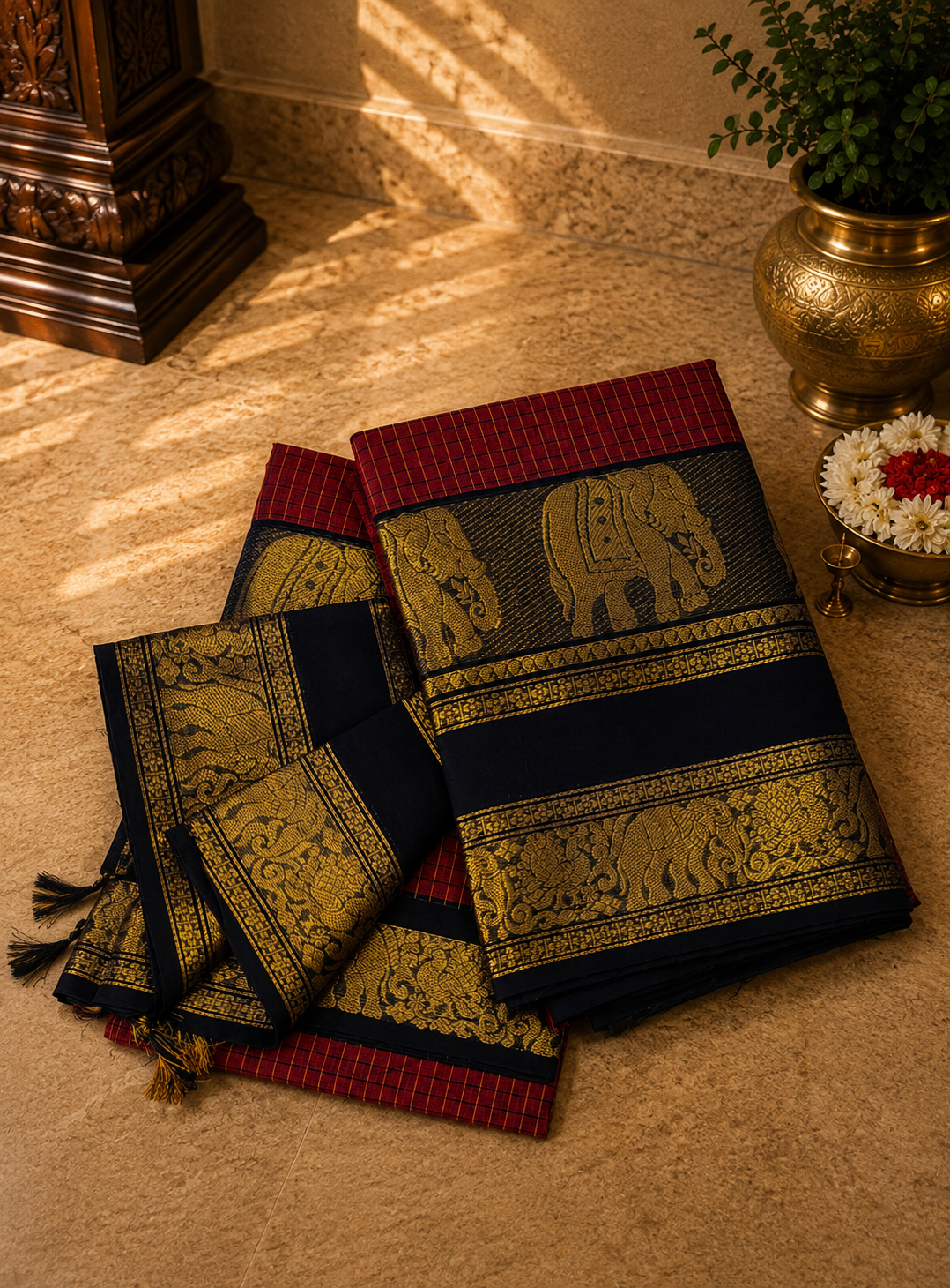 Chettinadu Cotton 2Pc Salwar Material-Maroon