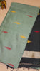 Handloom Cotton Saree - Light Green & Black thumbnail