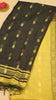 Handloom Cotton Saree Semi Maheshwari Design - Yellow With Black thumbnail