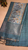 Semi Tussar Saree With Patola Print Teal Blue thumbnail