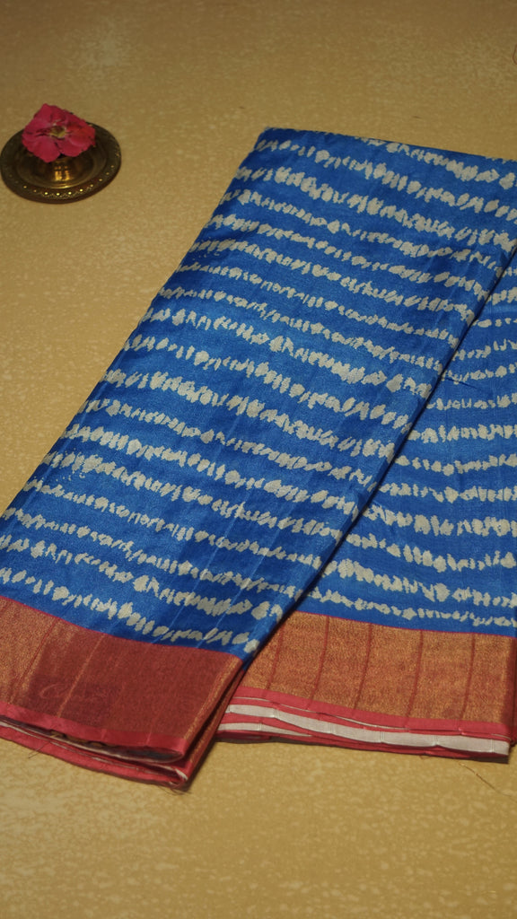 Semi Tussar Saree - Blue