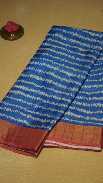 Semi Tussar Saree - Blue