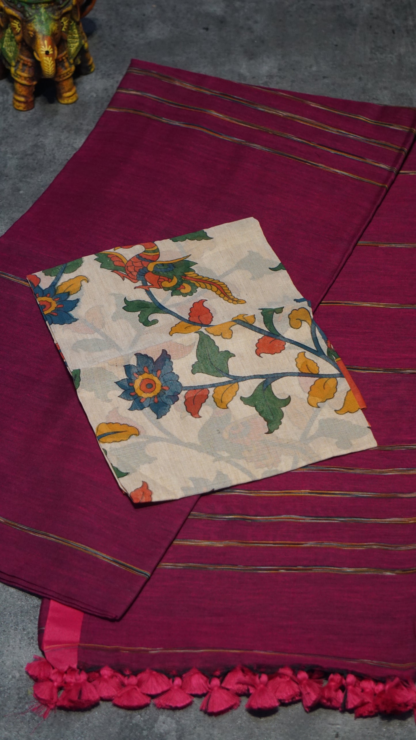 Handloom Cotton Saree Pink