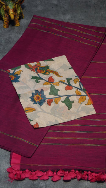 Handloom Cotton Saree Pink