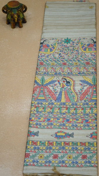 Gicha Tussar Saree - Half White