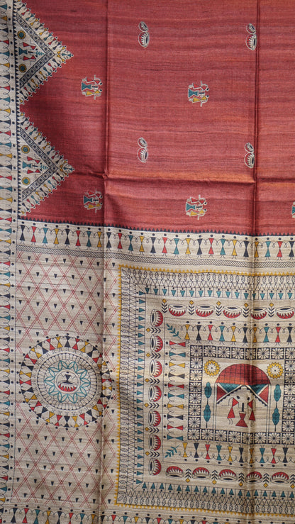 Pure Tussar Saree - Red