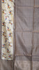Semi Tussar Saree With Deer Border - Metallic Grey thumbnail