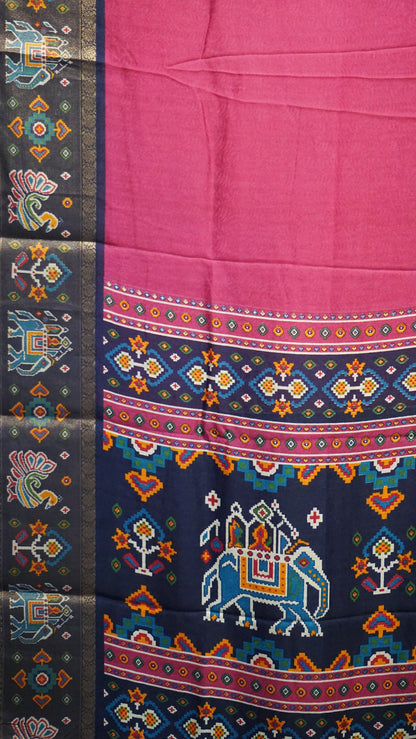 Shiffon Saree Pink - Navy Blue