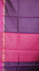 Pure Dupion Silk Saree Checks - Violet with Pink Border thumbnail