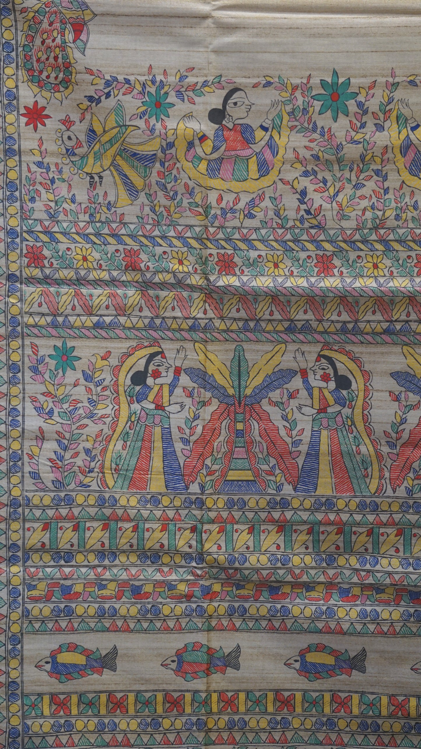 Gicha Tussar Saree - Half White