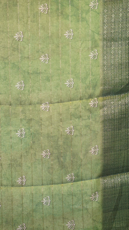 Shiffon Saree Pichwai Print Pink to Green