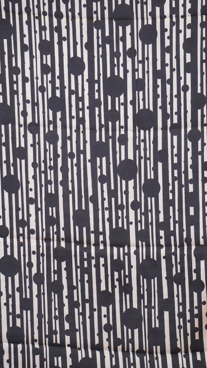 Modal Satin Saree - White With Black Polka Dots