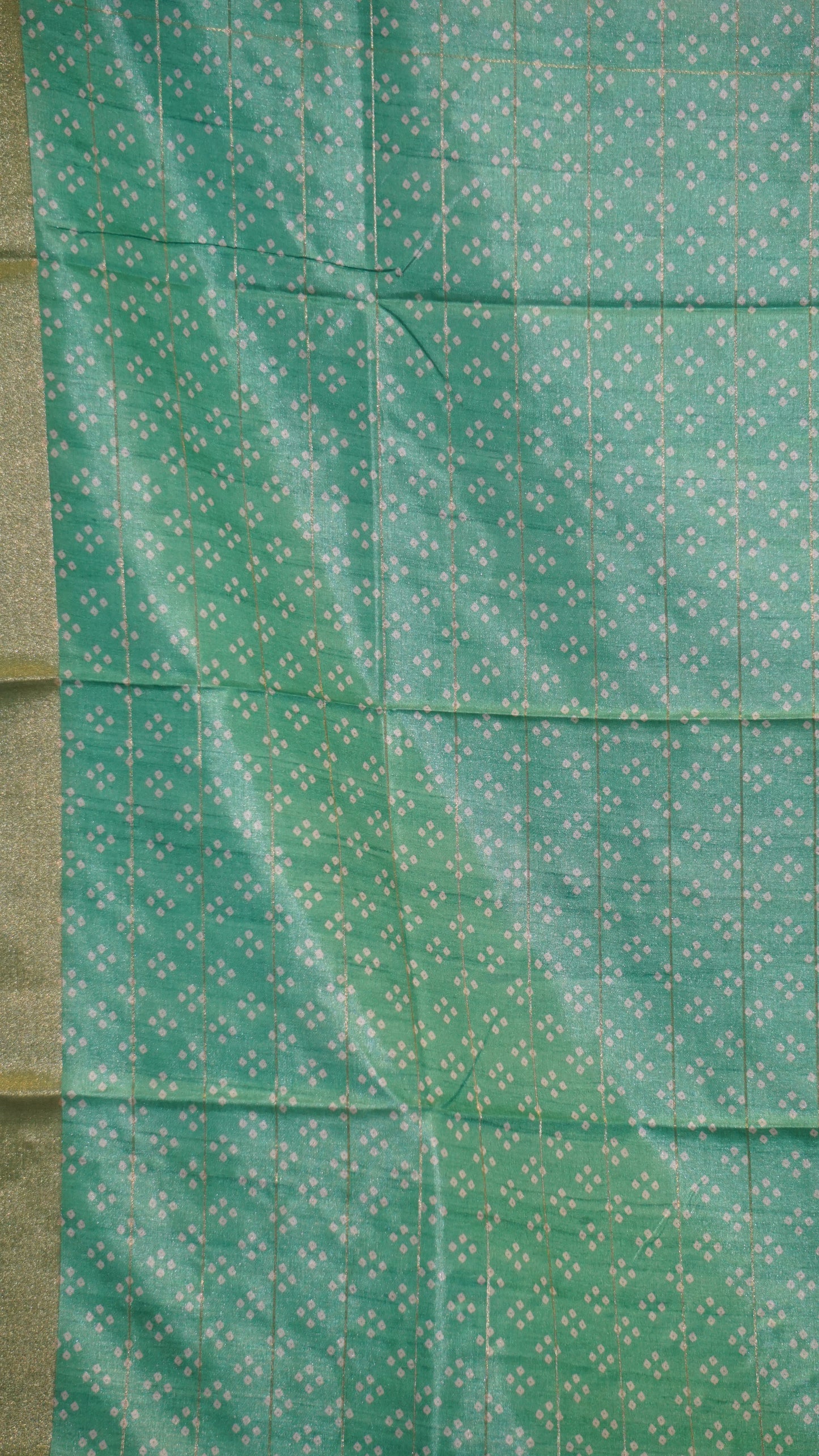Korean Tussar Saree Mohini Print Teal Green