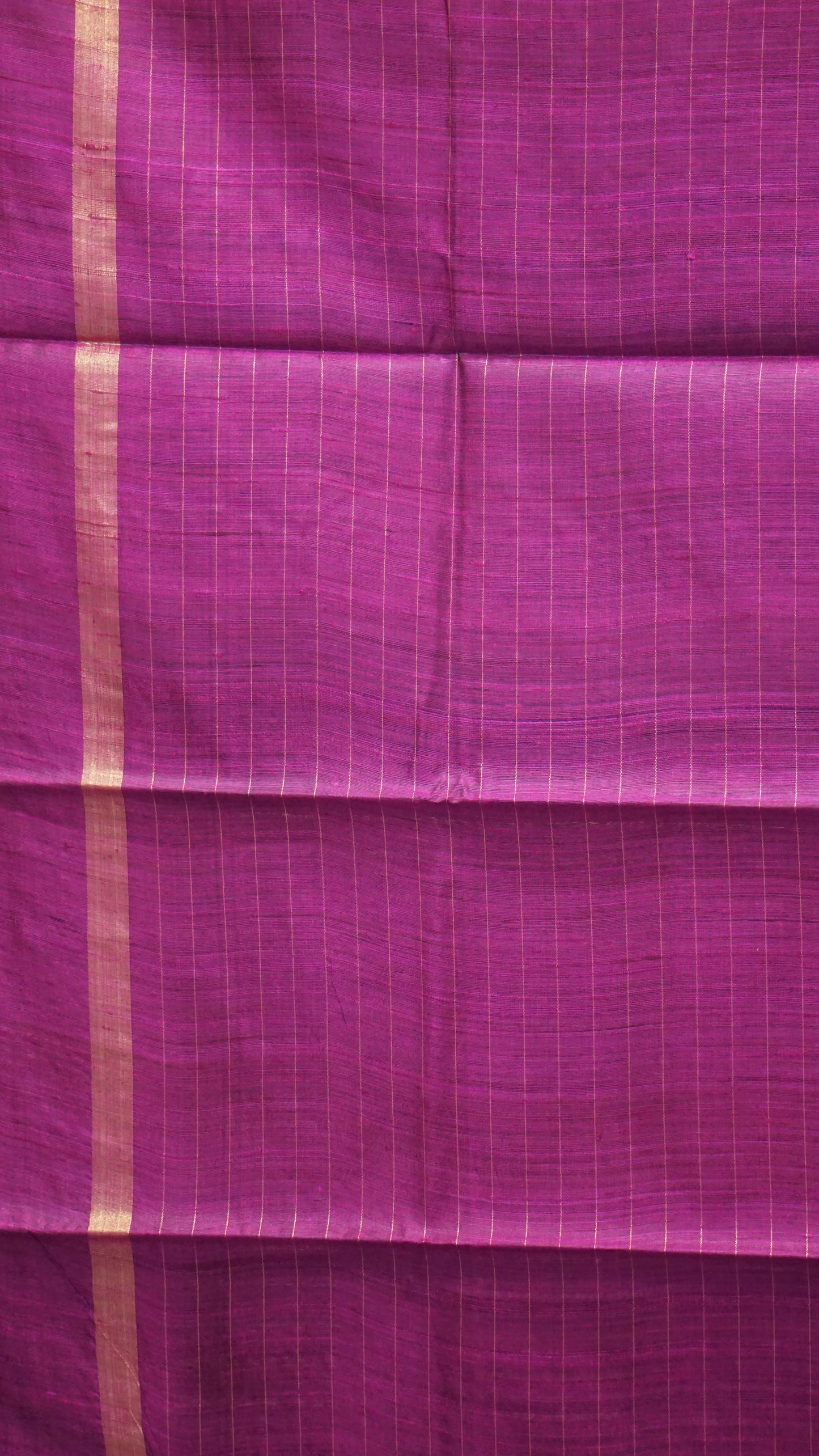Pure Dupion Silk Saree Checks - Violet with Pink Border