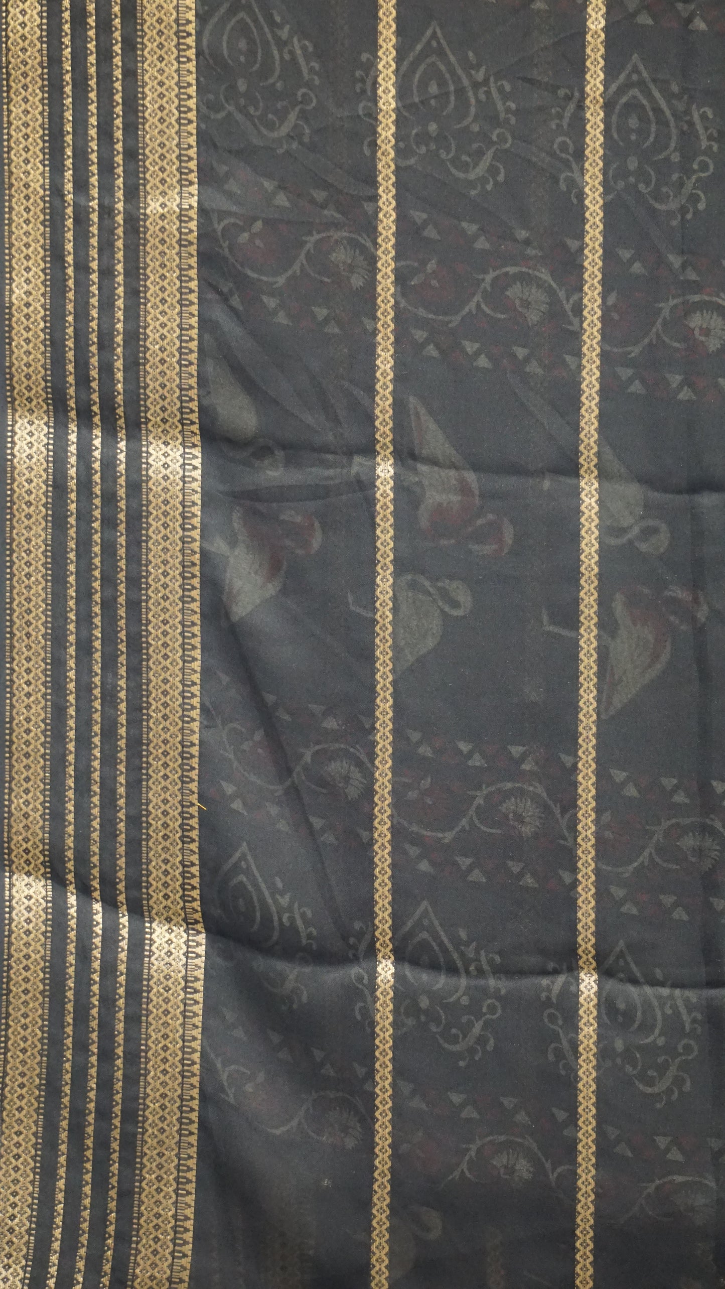 Shiffon Saree Flamingo Design - Black