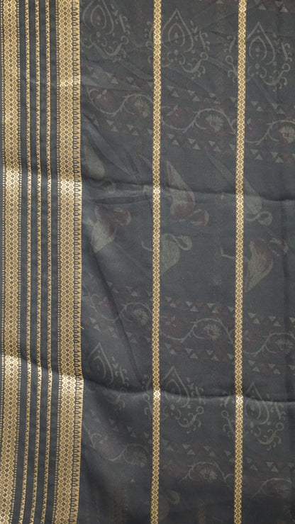 Shiffon Saree Flamingo Design - Black