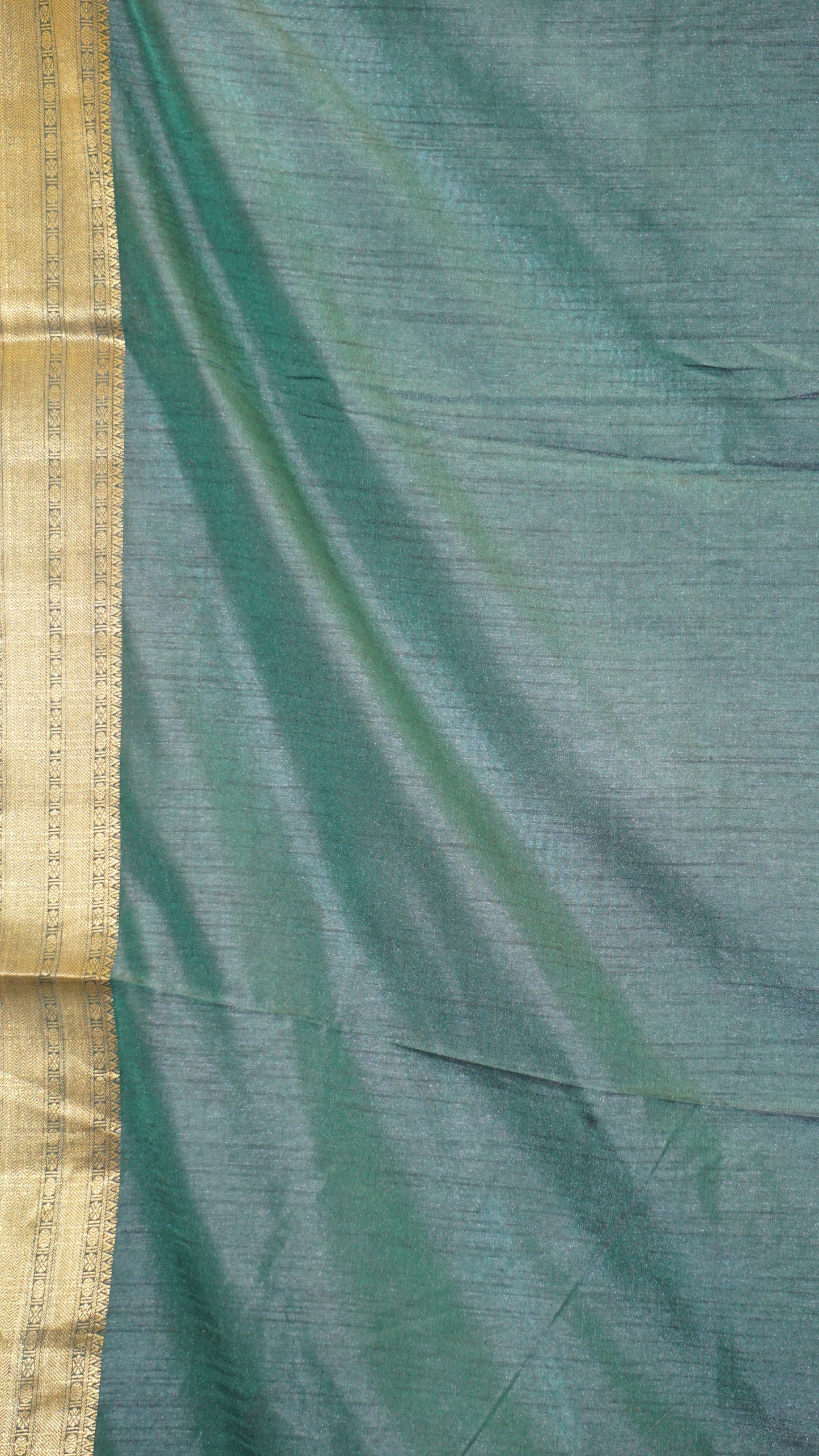 Semi Pattola With Temple Border - Teal Blue