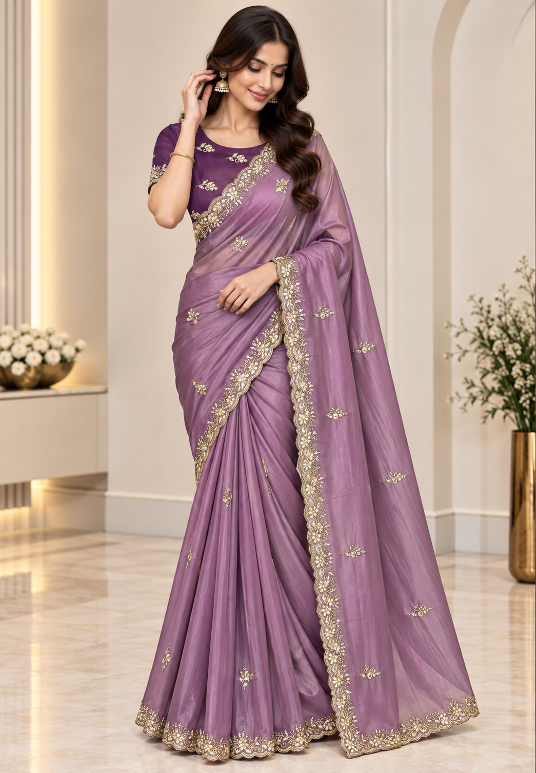 Designer Saree-Purple