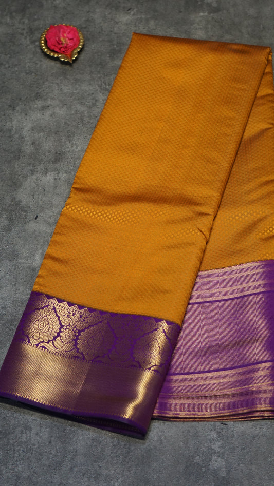 Semi Kanjeevaram Saree Mustard Yellow