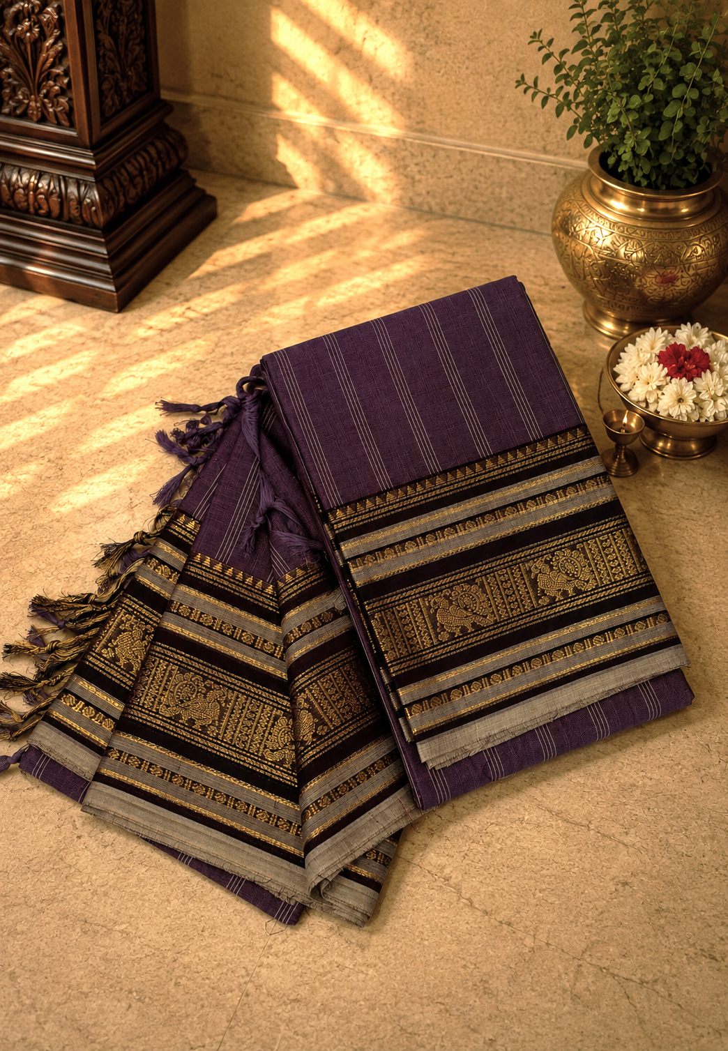 Chettinadu Cotton 2Pc Salwar Material-Dusky Purple