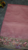 Semi Tussar Saree Crushed With Tissue Border Pink thumbnail